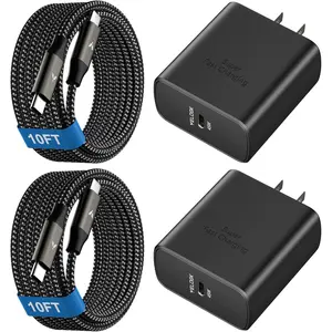 45W Super Fast Charger USB C, 45 Watt Type-C Android Phone Charger Fast  Block with 10FT Type C Cords for  Galaxy S25 Ultra/S24 Ultra/S24+/S23 Ultra/S23+/S22 Plus/S20, Tab S9/S8 Ultra