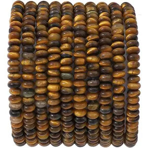 Yellow Tiger Eye Disk Stone Beads 4x2mm 160 count Rondelle Loose Semi  Beads for  Making Design