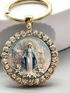 Elegant Virgin Mary Keychain, Floral Pendant, Bag Accessory, Car Decor, Home Decoration, Perfect Catholic Gift, Durable Daily Wear