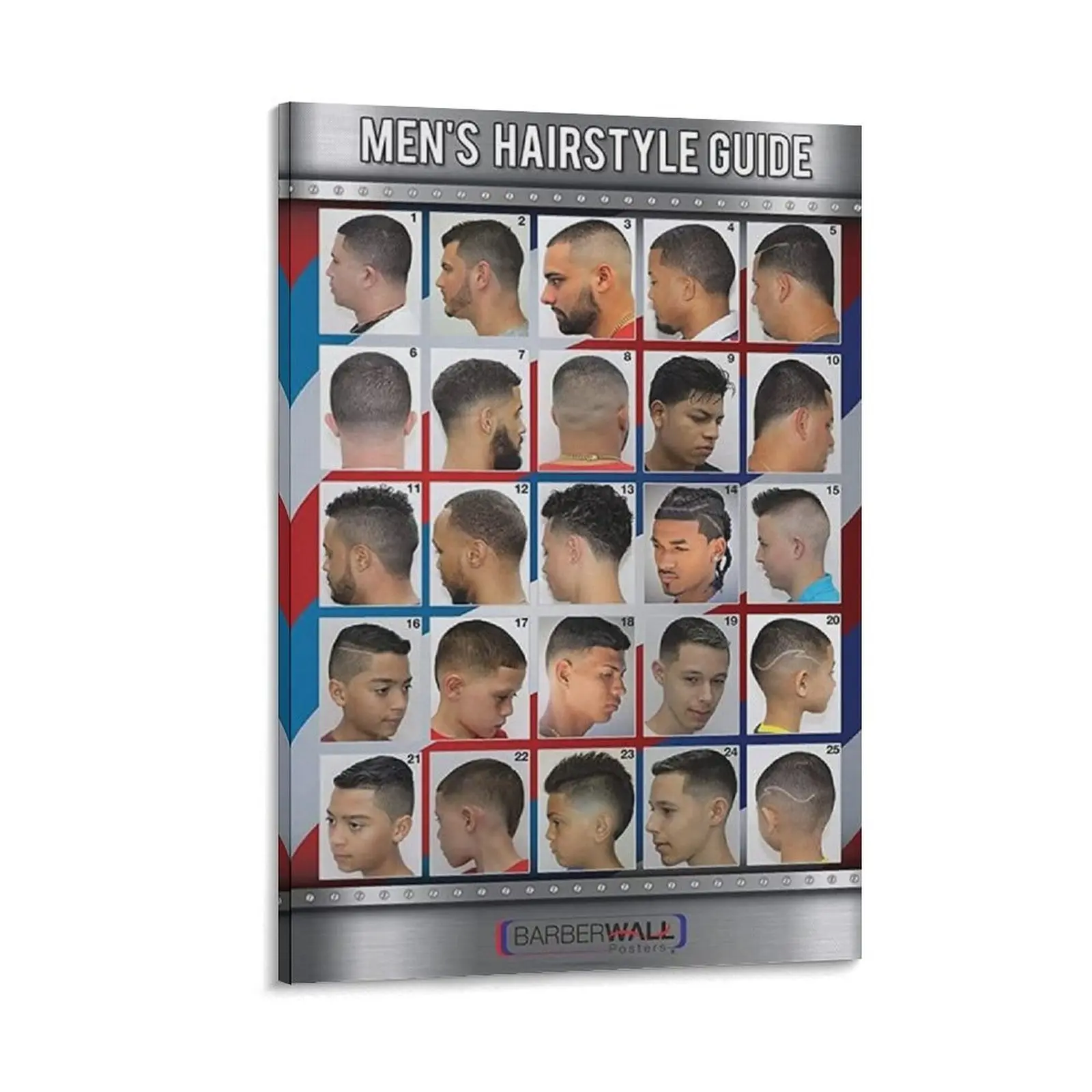 Men's Hairstyle Guide Poster Barber Shop Decor Wall Art Room Print Gifts