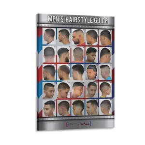Men's Hairstyle Guide Poster Barber Shop Decor Wall Art Room Print Gifts