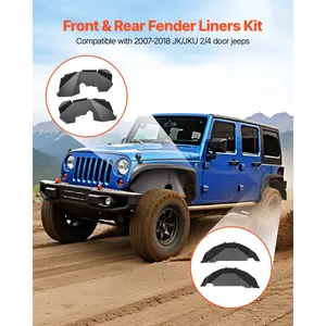 VEVOR Inner Fender Liner, Front Rear Fender Liner Compatible with 2007-2018 Jeeps JK/JKU 2/4 Doors, Steel Mud Guards Bolt-on Style Fenders Flare, Wheel Well Cover Fenders Flare Liners, Black