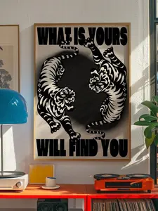 Tiger Poster, 70s Poster, Affirmation Poster, Aesthetic Art, Black Wall Art, Trendy Art Print, Vintage Poster, Psychedelic Art, Retro Poster (No Framed)