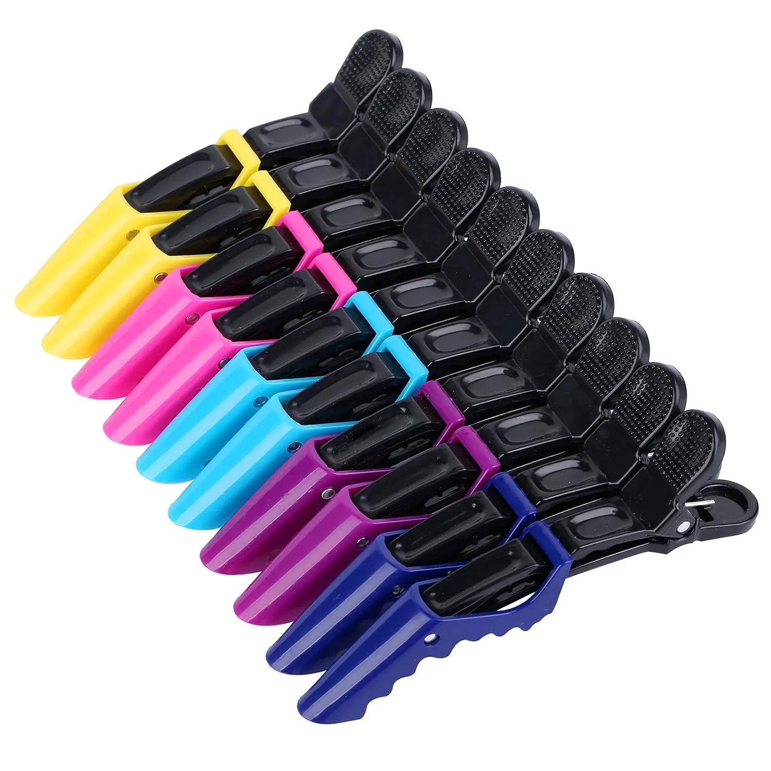 Women's Wide Teeth Double-Hinged Alligator Hair Clips - Professional Salon-Quality Styling Sectioning Clips - 10-Pack (RROYG), Alligator Clip