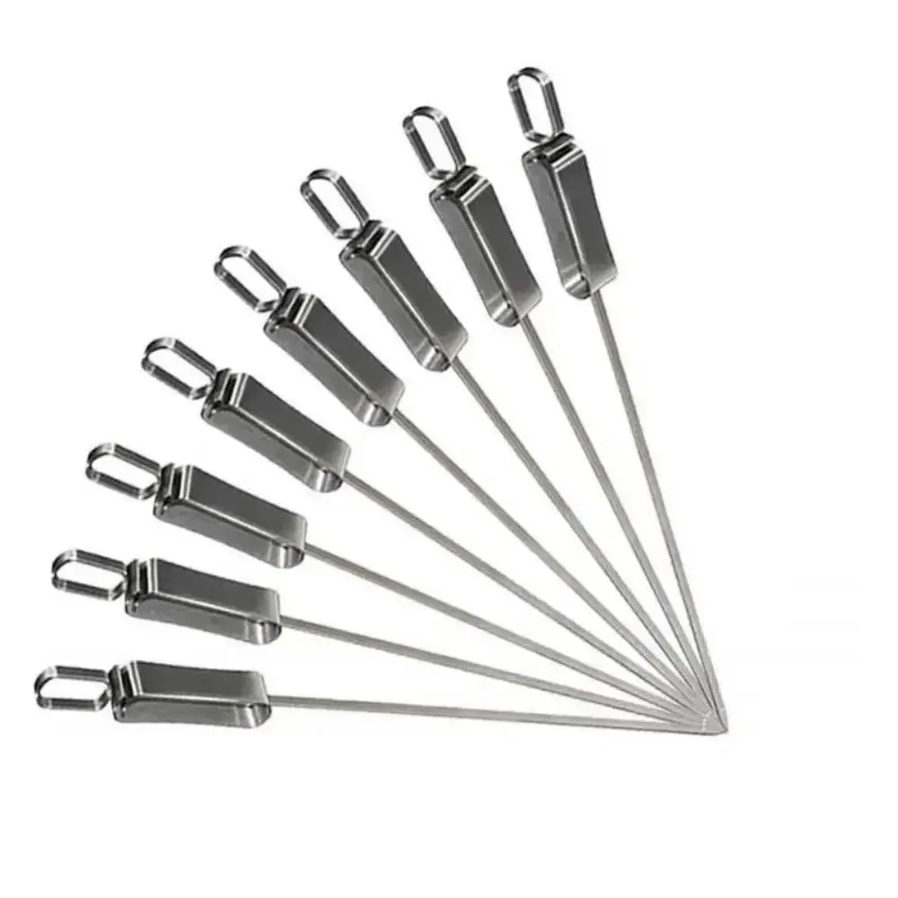 Stainless Steel Barbecue Skewer with Slider, 10pcs/set Meat, Shrimp, Chicken, Vegetable Barbecue Skewer, Barbecue Grill Utensils for Outdoor Camping