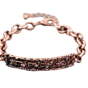 Western Link Bracelet - Yeehaw Howdy or Y'all Silver Tone or Copper-Tone Chain Design with Unique Text Pattern Adjustable Fit