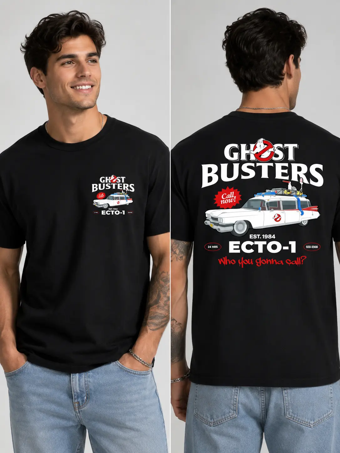 Ghostbusters ECTO-1 T-shirt, "Who You Gonna Call" T-shirt, hoodie Classic Halloween T-shirt for drivers, Made in the USA.