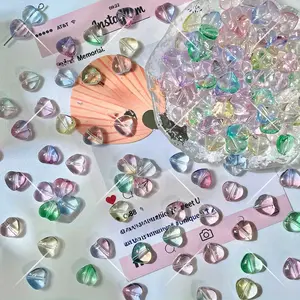 30/50/100pcs 10mm Straight Hole Heart Beads, Glass Pearl Beads for DIY Hair Rope, Phone Chain, Bracelet, Necklace, Jewelry Making Materials, DIY Beading Accessories