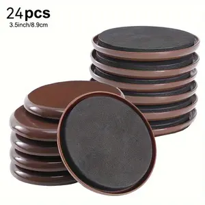 24-Pack Heavy-Duty Furniture Sliders, 3.5 Inches - Reusable Round Carpet Moving Pads, Ideal for Moving Sofas, Beds and Wardrobes Hardware