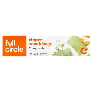 Full Circle Zipper Snack Bags, Compostable , 25 Bags