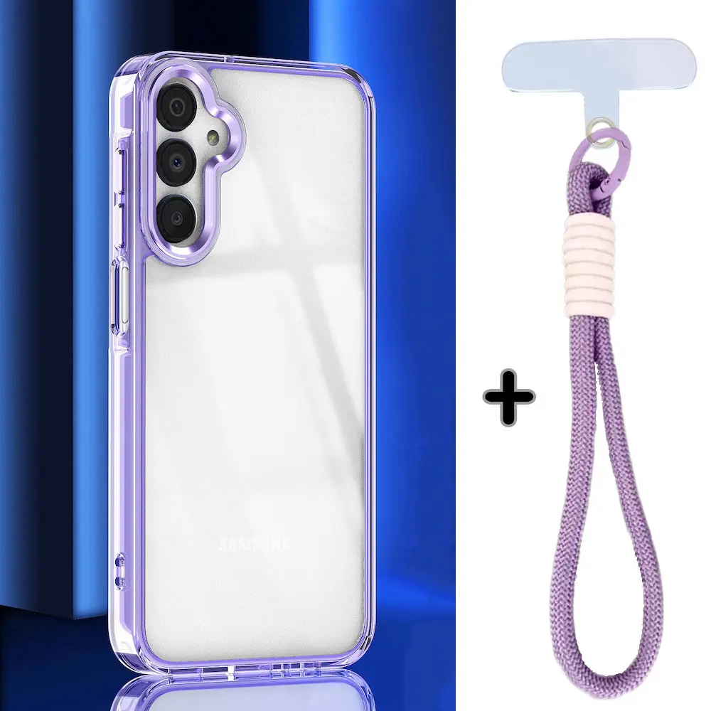 Phone Case For Samsung A37 A57 A07 A17 A06 A36 A56 A16 A26 A15 A25 A35 A55 A14 A54 A34 5G Clear Hard Shockproof Protective Acrylic Protector Cover Casing With Straps Accessories Cellphone Casing Protection