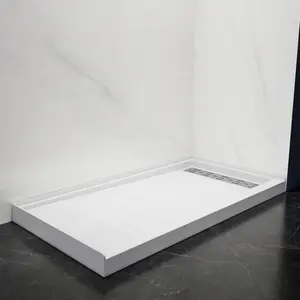 Pequod-R 60"x32" Premium Solid Surface Shower Base,Non-Porous,Stain-Resistant,Long-Lasting