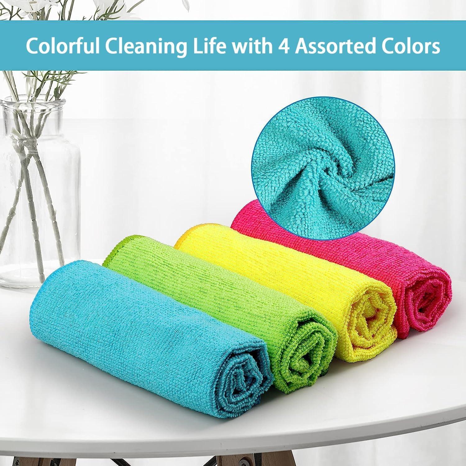Multi-Color Microfiber Cleaning Cloths:  Super Absorbent, Quick-Drying, Lint-Free