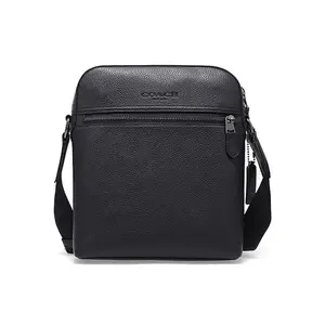 Coach Houston 22 Pebbled Leather Messenger Crossbody Bag for Men in Black