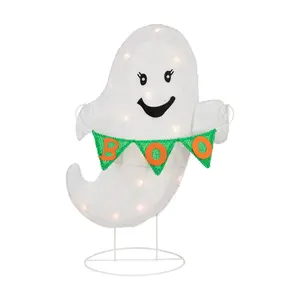 Northlight 25" Lit LED Ghost w/"Boo" Banner Halloween Decor
