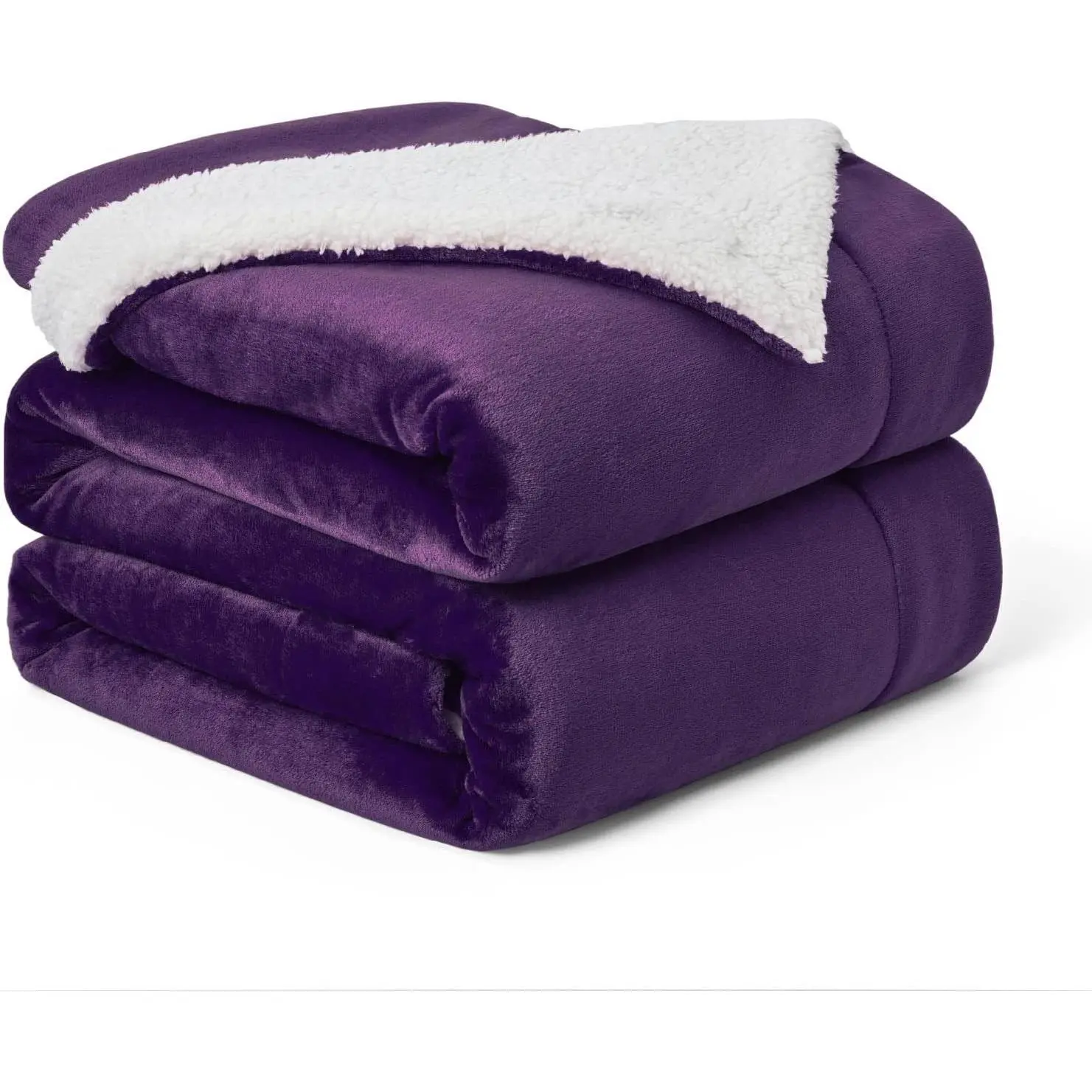 Queen Size Reversible Soft Fleece Flannel Blanket - 90"x90" Purple Polyester, Super Plush Fuzzy, Ultra Warm for Couch & Sofa, Multi-Season Versatile Throw, Soft Fleece Blanket, Flannel/Fleece