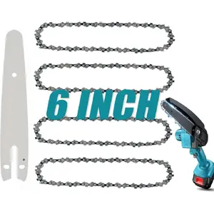 6 Inch  Chain, 4 count Replacement Chains with Bar for Almost 6-inch Cordless Electric Portable Mini Chainsaws, Durable Carbon 6Inch  Chains for Pruning Shears and