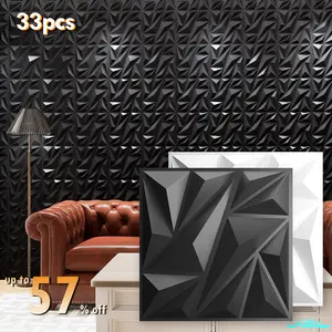 Nitte 33PCS PVC 3D Wall Panels with Tri-Shade Embossed Design 11.8"x11.8" (30x30cm) – Ideal for Living Room Walls, Bedroom Accents, Kitchen Decor, TV Backdrops, and Feature Walls 3d wall Installation Versatile