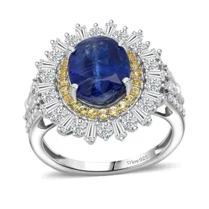 Premium Kyanite and Multi Gemstone 4.90 ctw Ring in Rhodium Over Sterling Silver Size 7 Christmas Gifts