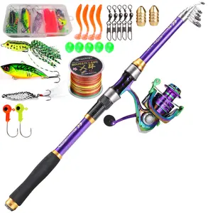 Sougayilang Self-Locking Crank Arm Combs 5.9-8.9ft Telescopic Fishing Rod & 5.0:1 High Speed Reel Combo - Portable Durable Carbon Fiber Rod & Reel Set for Beginners & Enthusiasts Fishing Tackle Kit with lure