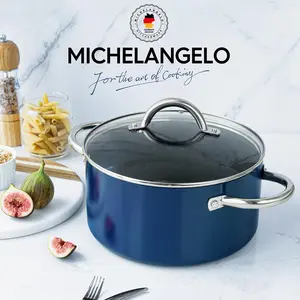 MICHELANGELO Stock Pot with Lid, 5 Quart Nonstick Cooking Pot, Ceramic Soup Pot Induction Compatible, with Stainless Steel Handle, Cooking Cookware
