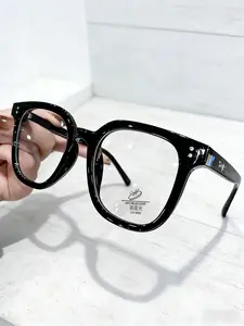 Black Oversized Square Clear Lens Glasses, Fashion Accessory for Women and Men, Face-Slimming Versatile Frame for Office, Study, Commuting, Computer and Phone Use, Daily Styling, Back-to-School Gift