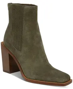 Sam Edelman Women's Green Suede Emalia Square-Toe Booties