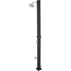 VINGLI Solar Heated Shower, 9.3 Gallon Outdoor Shower with Shower Head and Foot Shower Tap，For Outdoor Backyard Poolside Beach Pool Spa,Black (9.3 Gallon)