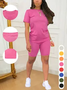 Women's Short Sleeve Tee and Shorts Outfits, Matching, Casual & Comfortable, Perfect for Daily Wear, Stylish and Relaxing Summer Ensemble