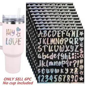 Letter Pattern Name Sticker for Stanley Cup, 6 Counts Waterproof Personalized Letter Name Tags Sticker, Cup Accessories for 30 40oz Tumbler, Letter Stickers