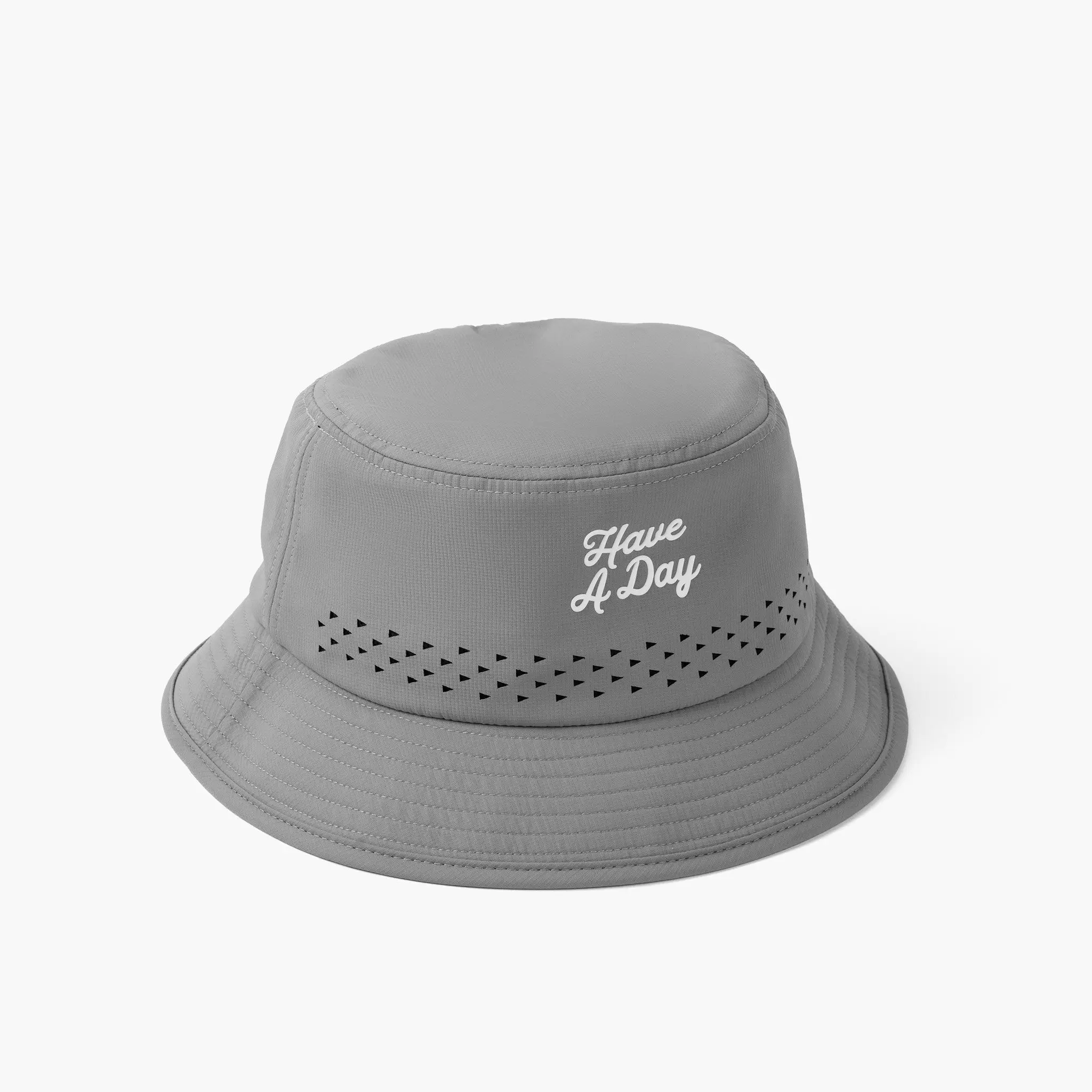 Have A Day Grey Perforated Bucket Hat