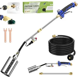 Propane Torch Weed Burner Kit,High Output 2,400,000 BTU with 12.5FT Hose,Heavy Duty Blow Torch Flamethrower with Long/Short Mode for Flame Weeding,Roofing,Ice Snow Melting,Road Marking,BBQ