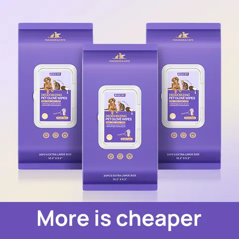 HICC PET Grooming Wipes - 20Pcs Disposable Dog & Cat Hair Removal Tool, Hypoallergenic No-Rinse, Deodorizing, Coconut & Fermented Coconut Oil Lanolin Formulated, Potassium Sorbate Infused, Sticky Hair Control, Cleanses Eye Stain, Outdoor Skin Care
