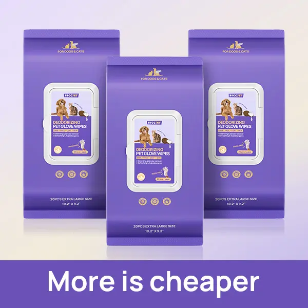 HICC PET Grooming Wipes - 20Pcs Disposable Dog & Cat Hair Removal