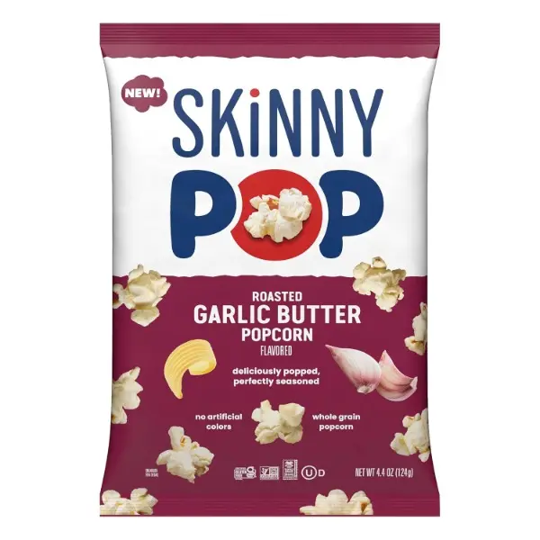 Roasted Garlic Butter Popcorn, Whole Grain Gluten-Free Snack, 4.4 oz Bag