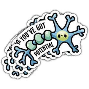 You've Got Potential Sticker Cute Neuron Psychology Gift Stickers Neuroscience Brain Funny Meme Science Medical You ve Got Potential Biology Decal for Laptop Bottle Phone Car Hard Hat 3"x3" U