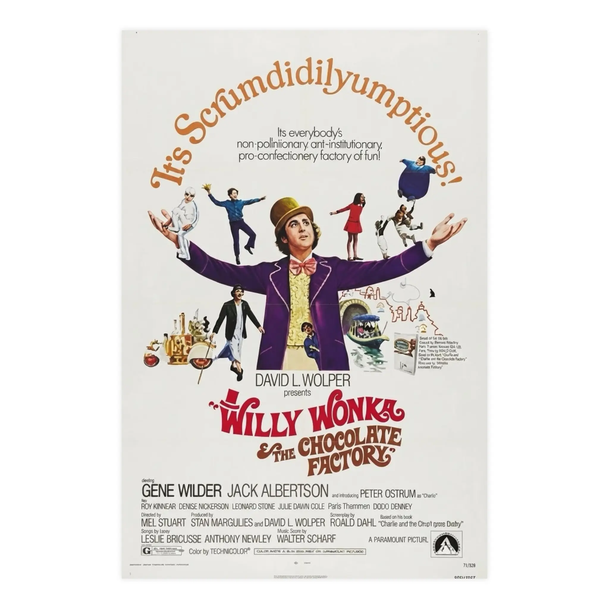 1971 Willy Wonka & the Chocolate Factory Original Movie Poster Artwork, Multi-Size Paper Home Decor for Home Supplies