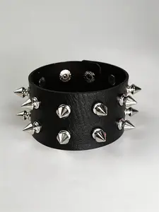 Gothic Spiked Wristband Set, Punk Rock Leather Rivet Bracelets, 80s Motorcycle Style, Unisex (1/5 Pieces), All Seasons, Stackable Bracelets