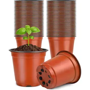 100 count 4" Plastic   Pot/Pots Seedlings Flower  Container Seed Starting Pots,4 Inch,Red