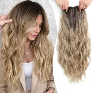 DLB Women's 20-Inch Curly Synthetic Clip-In glueless Hair Topper, Soft Hairpiece for Thinning Hair extensions Volume Solution, Rich Gradient Colors for Casual Daily Wear