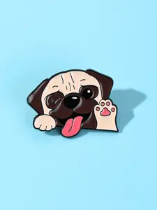 Cartoon Pug Dog Creative Brooch Design Metal Badge Student Gift Pin Book Bag Decoration Lapel Pin Flower Brooch Durable Metal Pins