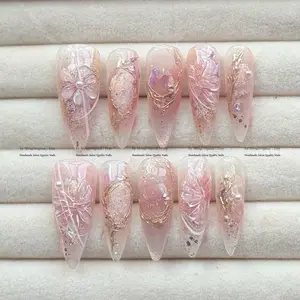 Gothic Botanical Press On Nails, Dark Witchy Nails with Snake Crow Moth, Handmade Black Nature Nails, Dark Academia Luxury Nails