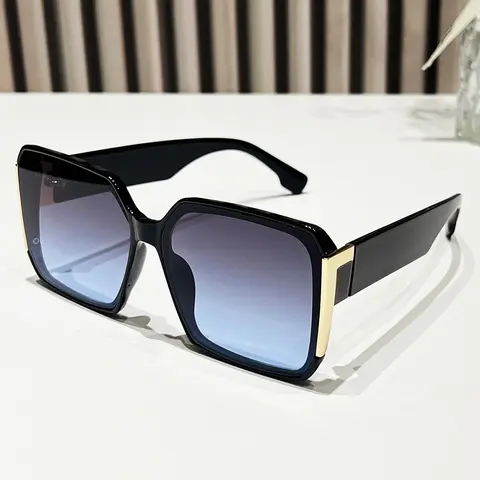 Unisex Fashionable Ombre Tinted Lens Square Frame Glasses, Casual Stylish Glasses, Trendy Casual Glasses for Outdoor Activities, Fashion Accessories for Daily Life, Trendy Fashion Shades