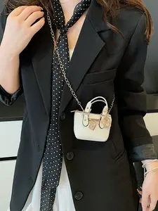 New Handheld Small Square Bag, Fashion Rhombic Chain Bag, Metal Chain Decor Elegant Shoulder Crossbody Bag, Perfect Daily Use Choice