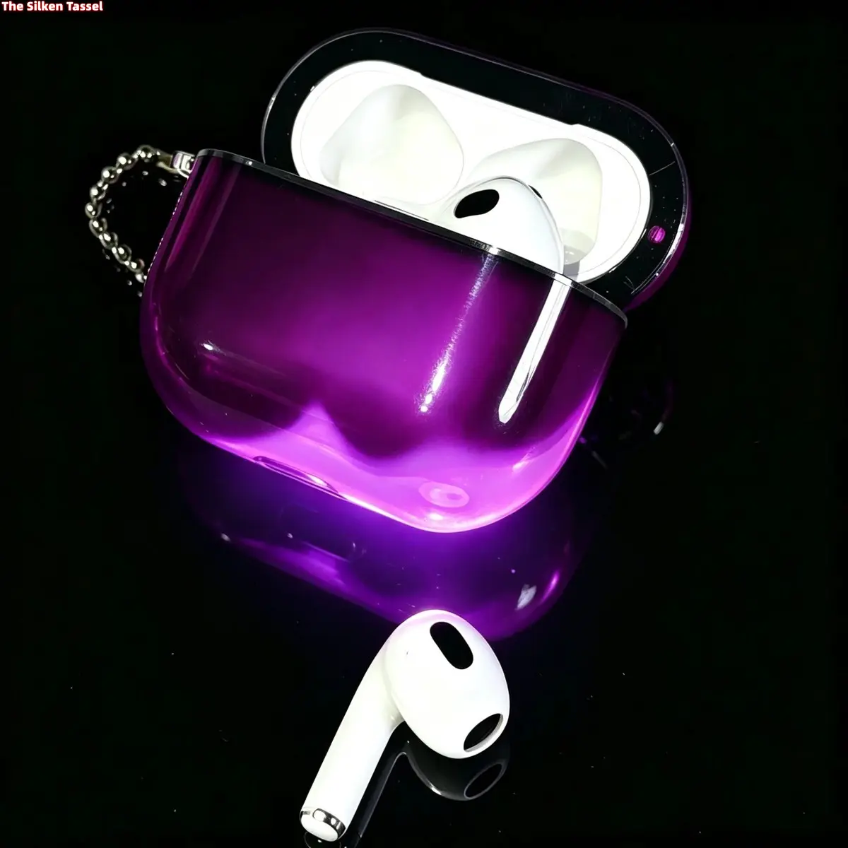 Luminous Quicksand Hard Audio Case Accessory with Detachable Keychain - Glowing, Shockproof, Portable, Glittery Protection Cover for AirPods 1-4, Pro 1-3 (Earbuds Not Included) for Night, Everyday Use, Headphone, Night Use