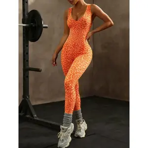Women's cross striped leopard print jumpsuit with detachable padding, fashionable item, perfect for casual wearRAIMENTRY