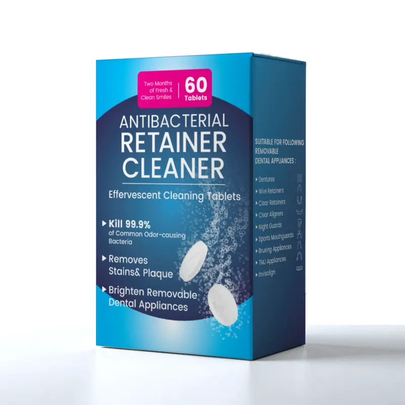 PICKZONE Retainer Clean Tablets - Fast Stain Removal & Odor Eliminator, Safe for Aligners, 60-Pack, Lab-Tested, Removes Plaque & Tartar, Ideal for Denture Cleaning, Braces, Invisalign, Sports Mouthguards