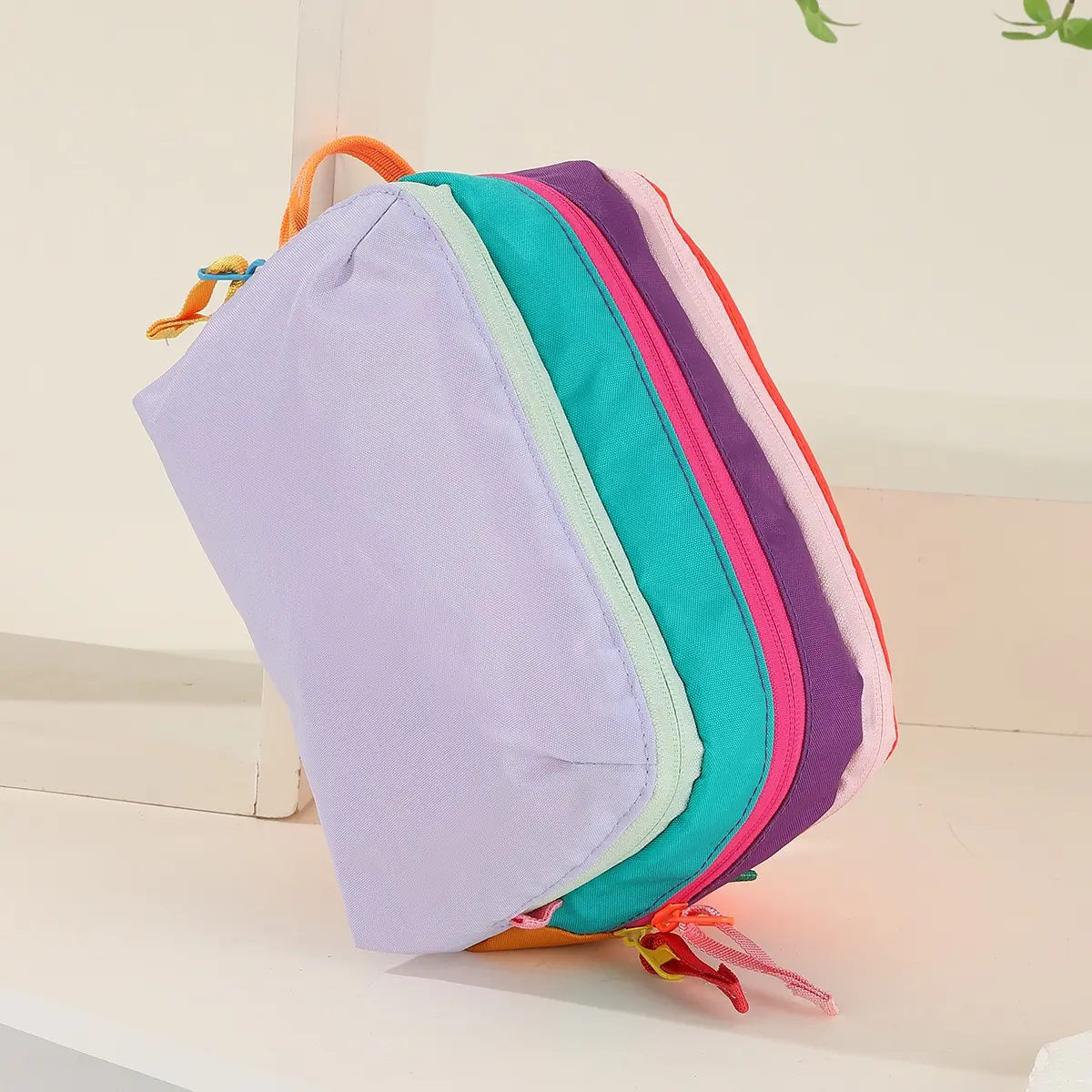 Multi-Use Large Capacity Travel Organizer Bag, Simple Colorblock Plaid Washbag, Geometric Aesthetic Portable Storage Bag, Travel Bag for Toiletries, Travel Toiletry Bag
