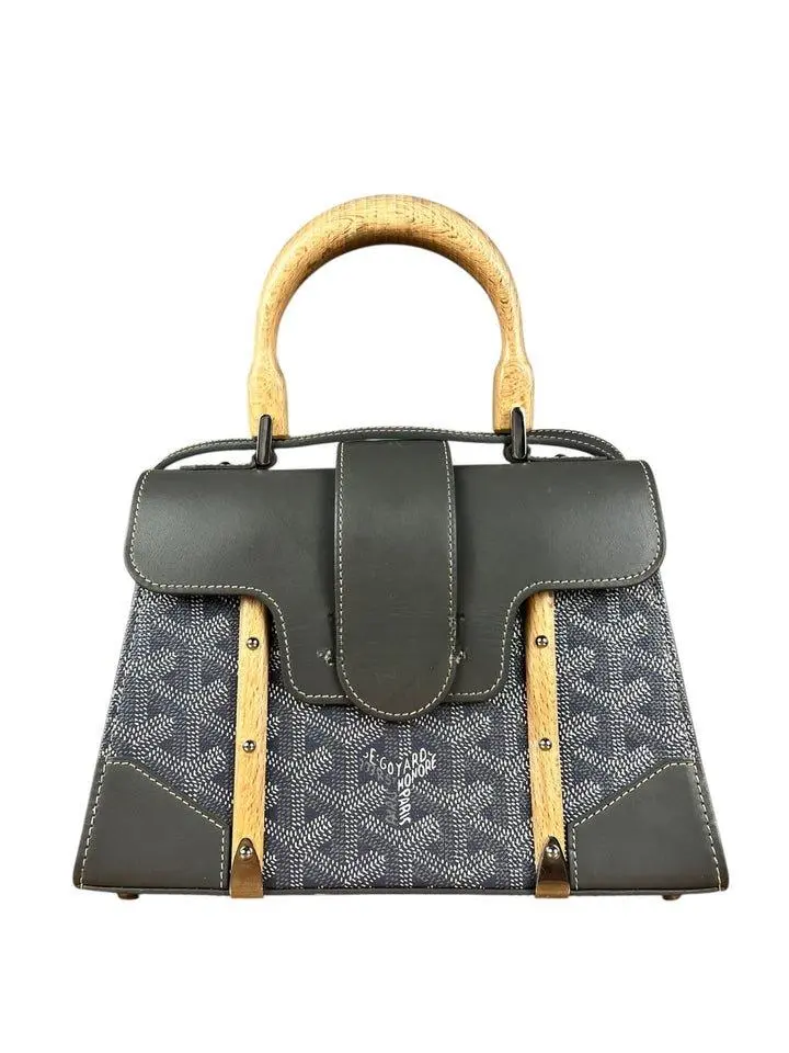 Pre-owned na Crossbody Bags Goyard Mini Grey Goyardine Saigon Top Handle Bag