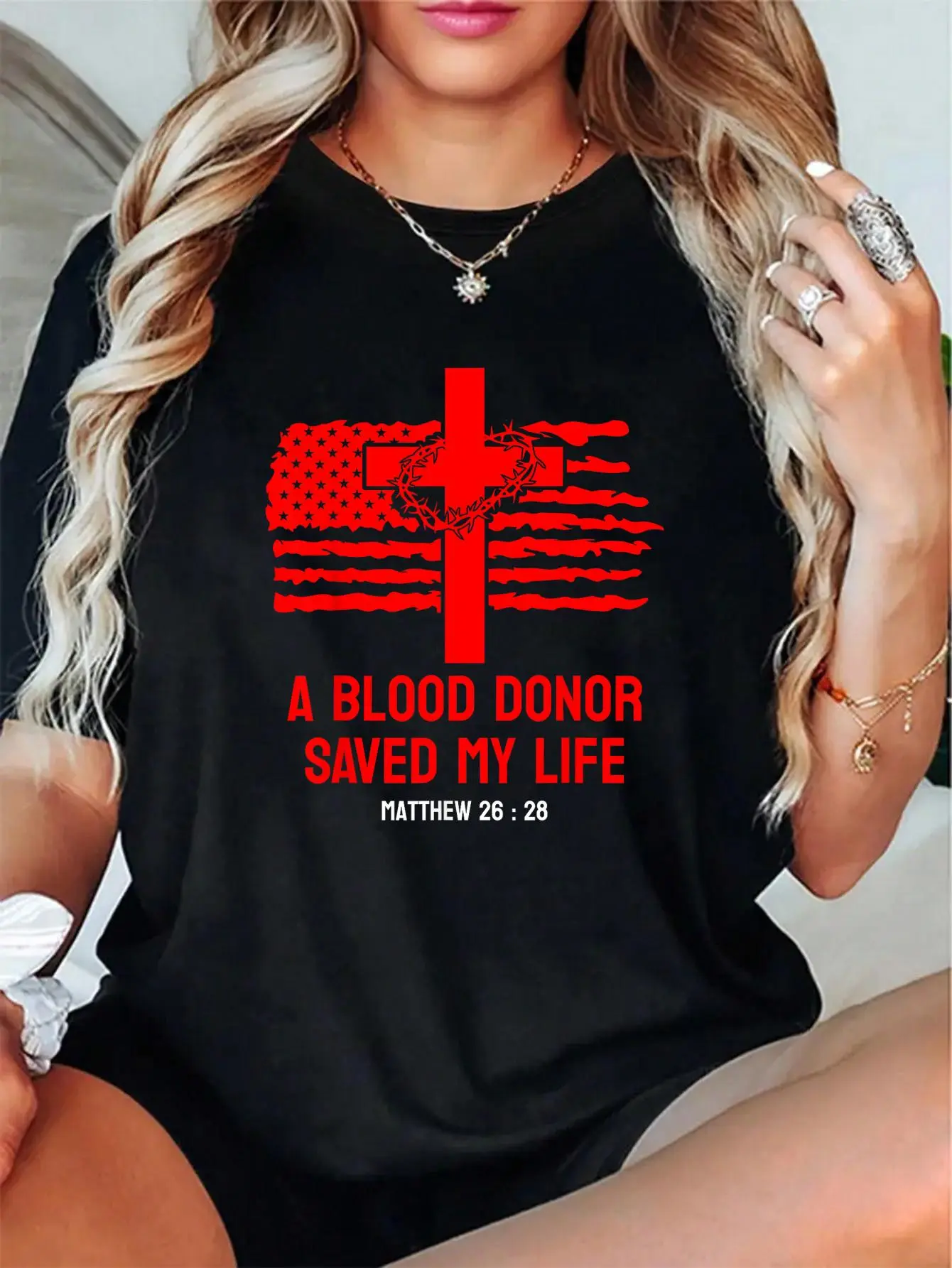 Unisex 100% Cotton A Blood Donor Saved My Life T-Shirt – Cute & Cozy, Casual Everyday Style, Perfect Gift for Him or Her